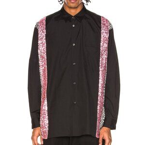 Comme des Garcons Homme Plus SS/18 Black Leopard & Sequin-Trim Shirt